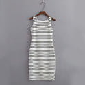 Striped Vest All-match Slim Slimming Sleeveless Dress