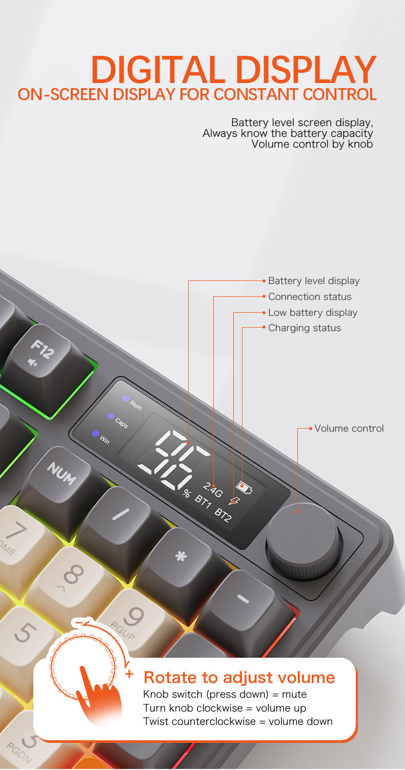 Wireless Bluetooth Dual-mode Russian Keyboard Display