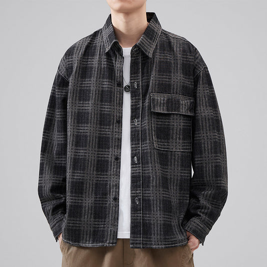 Fashion Personality Autumn Plaid Shirt Men