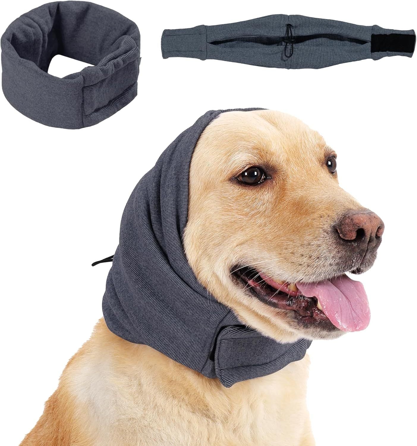 Dog Calming Hoodie No Flap Shake Ear Wraps For Dogs Adjustable Dog Ear Muffs For Noise Protection, Ear Wrap Head Cover For Dog Head Warp Anxiety Relief, Hematoma, Grooming And Force Drying