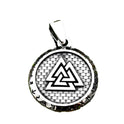 Viking Letter Titanium Steel Stacked Triangle Round Pendant