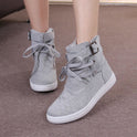 High-Top Shoes, Soft-Soled Shoes, Round Toe Lace-Up Student Flat-Bottomed Casual Women'S Short Boots