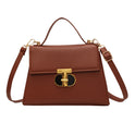 Fashion Twist Lock Shoulder Messenger Bag Solid Color