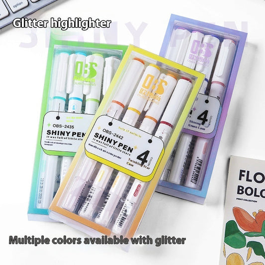 Glitter Fluorescent Pen Star River Hand Account Good-looking Stroke Key Class Notes Mark Color Pencil