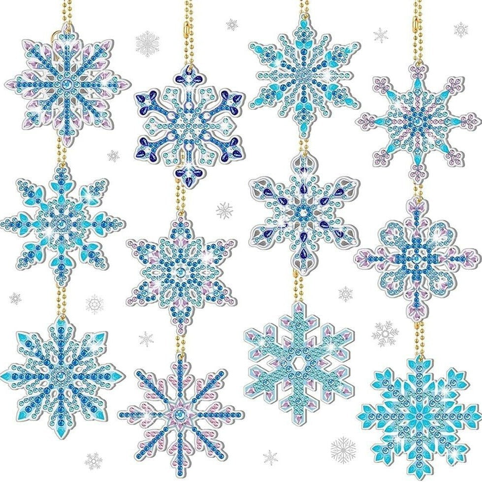 Diamond Painting, Acrylic Keychain Double-sided DIY Full Diamond Christmas Snowflake