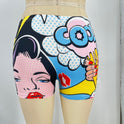 European And American Leisure Shorts Tight Cartoon Print Sports Yoga Hot Pants