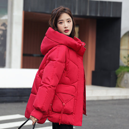 Down Cotton-padded Jacket Loose Hooded Loose All-matching Thick Warm Coat