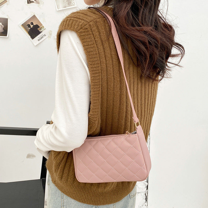 Women's Fashion All-match Simple Rhombus Underarm Bag