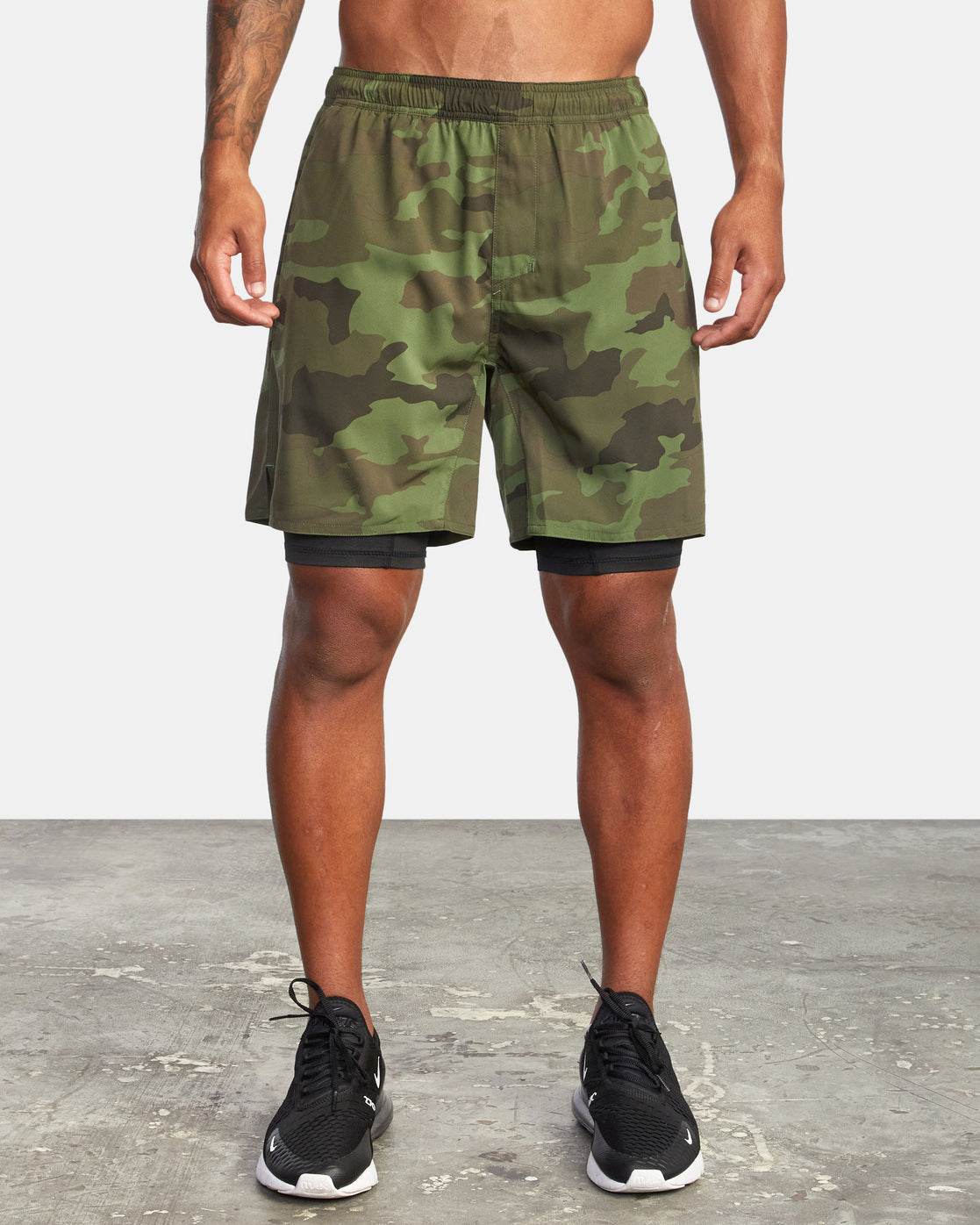 Fitness Summer Sports Casual Solid Color Camouflage Double-layer Shorts Men