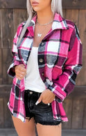 Yellow Plaid Shirt Jacket Blouse Women's Blouse