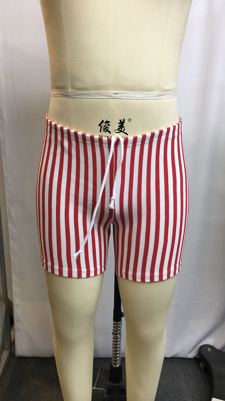 Summer Men's Striped Tight Shorts