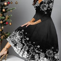 Long Sleeve Dress V-neck Plus Size Women's Clothing