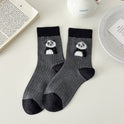 Cartoon NEPs Yarn Socks Women's Mid Tube Stockings Flocking Plush Spring And Autumn Cute Bunching Socks