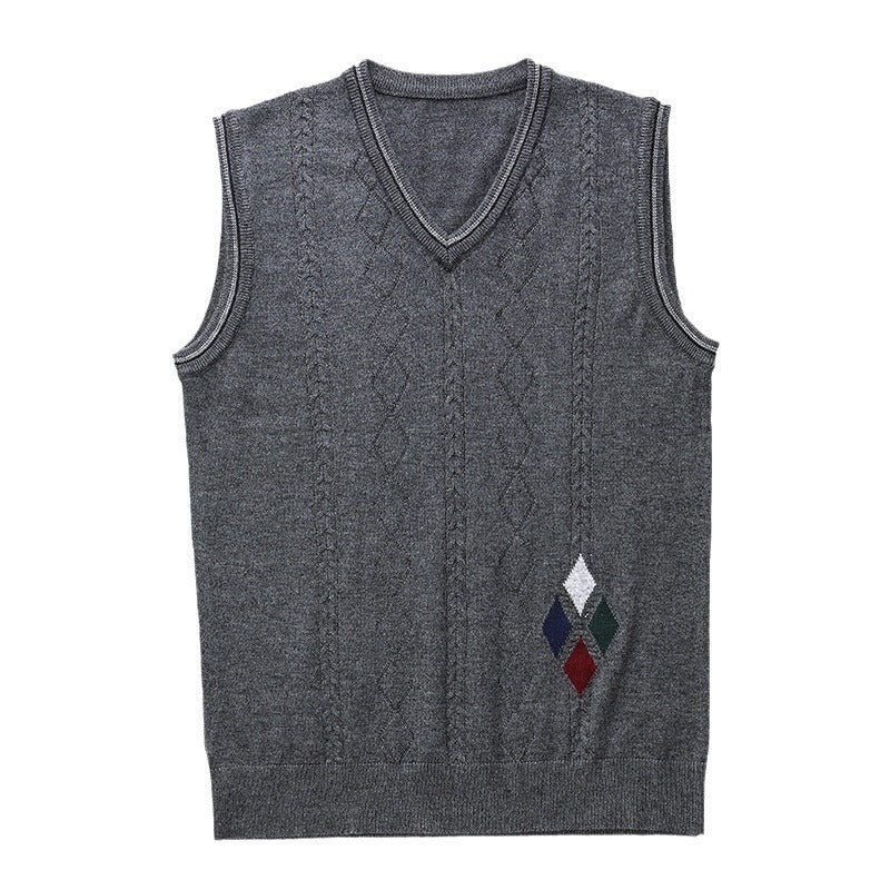 V-neck Wool Vest Fall Winter Men's