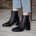 Chunky Heel Color Fashion Boots Side Zipper Low Tube High Heel Square Toe Martin Boots Fashion Ankle Boots