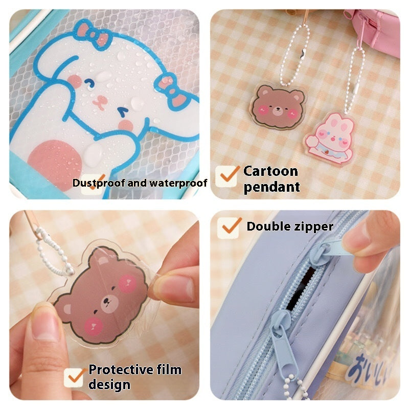 Cartoon Stationery Large Capacity Transparent And Cute Student Pencil Case Stationery Box