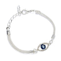 Fashion Blue Eyes Evil Palm Silver Plated Bracelet