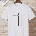 Men's Letter Vertical Line Printing Casual All-match Short-sleeved