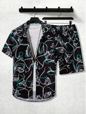 Printed Casual Men's Shirt And Shorts Two-piece Set