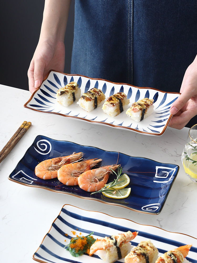 Japanese-style Dinner Plate, Household Ceramic Plate, Breakfast Plate, Tableware, Fish Plate, Sushi Plate