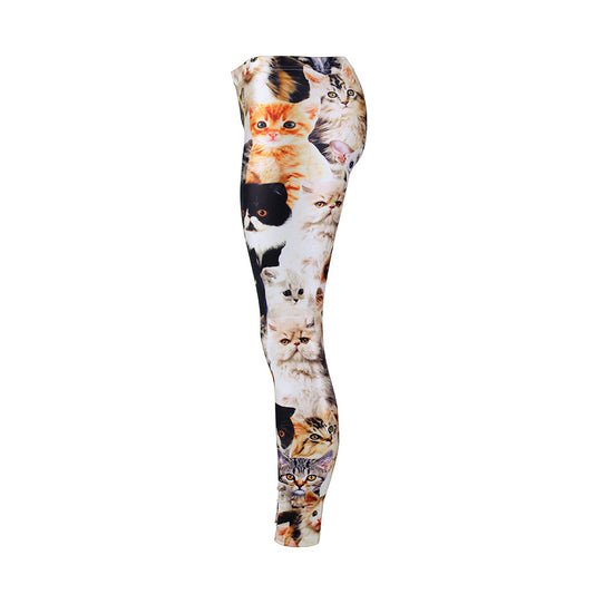 Kitten Digital Print Leggings Slimming Women's Trousers