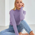 Women's Fashion Simple Pure Color Half Collar Sweater