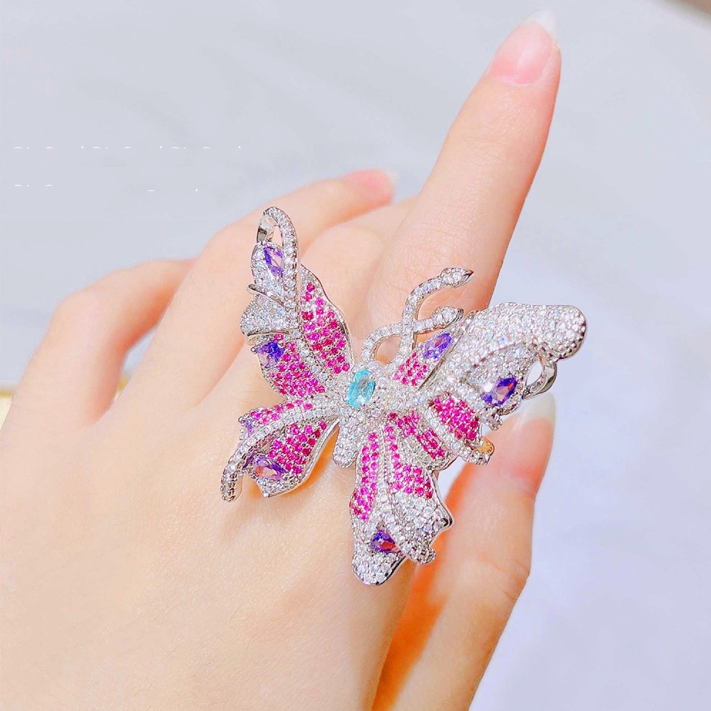 High-end Lavender Purple Butterfly Ring