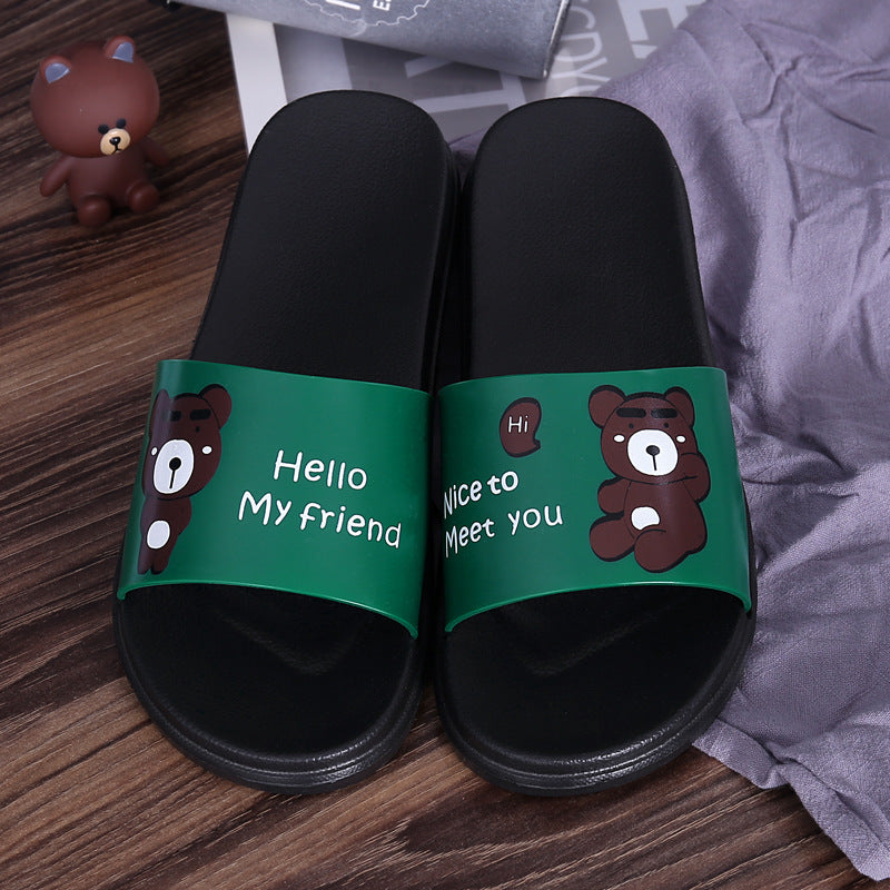 Cartoon Bear Soft Bottom Soft Lightweight Couple Slippers Summer