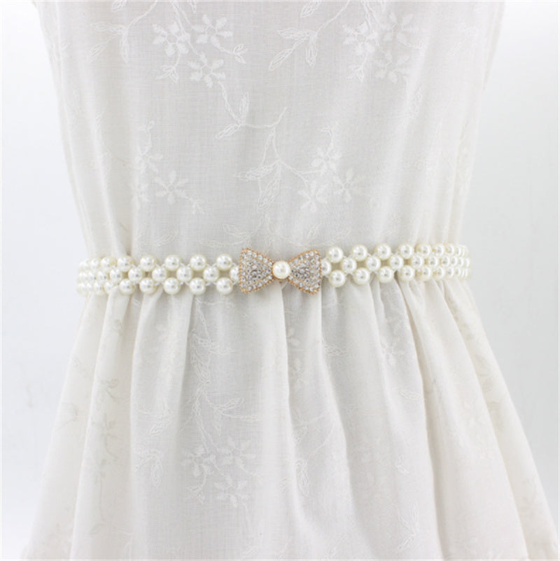 Women's Rhinestone Pearl Waist Chain Fashion Dress Decoration