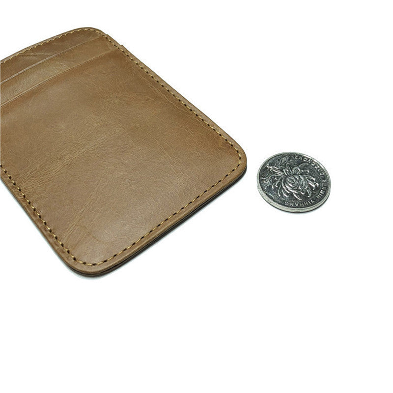 Genuine Leather Men Wallet Brown Coin Purse Small Mini Card