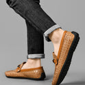 Men's Hollow-out Light Soft Flat Leather Shoes