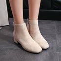 Medium Heel Thick Heel Simple Korean Style Suede Women's Short Boots Ladies Martin Boots