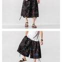 Men's Loose-fitting Chinese Style Elephant Flower Cropped Large Trunks Radish Beach Flower Pants