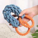 Pet Dog Toy Double-ring Chewable Cotton Knot Toy Tooth Cleaning Durable Braided Bone Rope Pet Teething Toy Pet Supplies