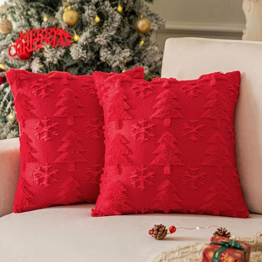 Plush Snowflake Christmas Tree Living Room Sofa Cushion Holiday Party Decoration Pillowcase