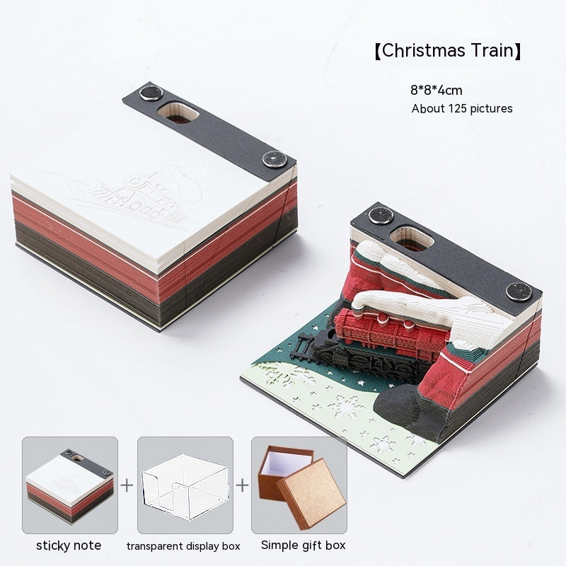 3D Sticky Notes Creative Three-dimensional Paper Carving Qingshui Temple Sticky Notes