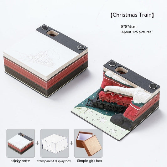 3D Sticky Notes Creative Three-dimensional Paper Carving Qingshui Temple Sticky Notes
