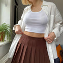 Pure Color College Style Pleated Skirt