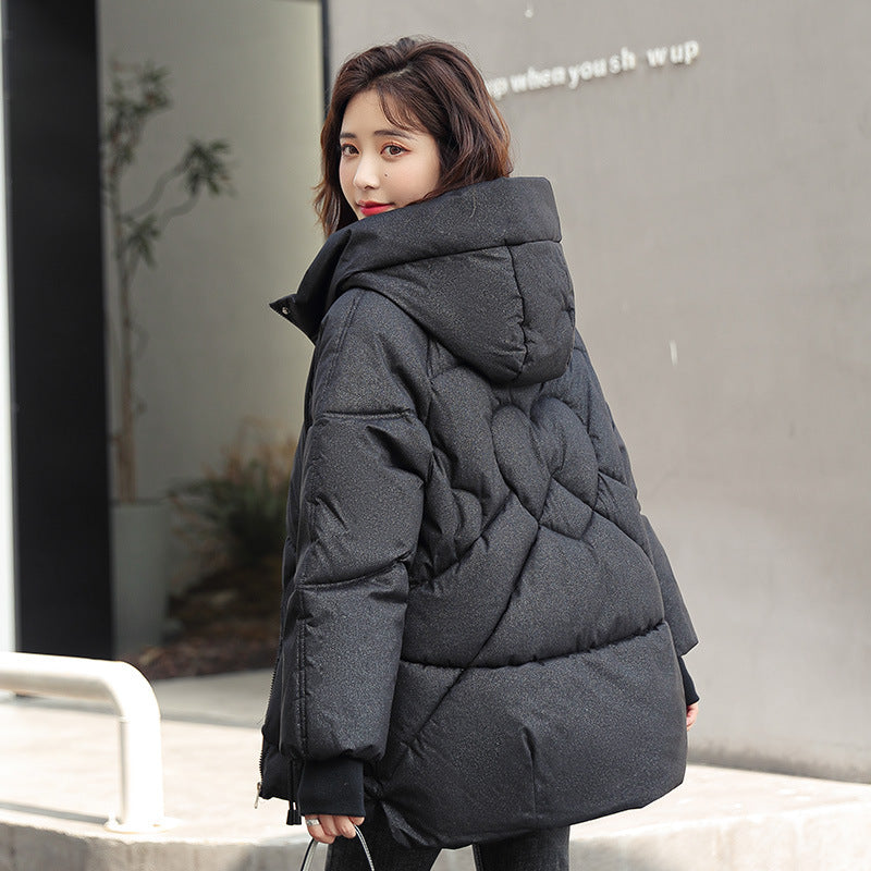 Down Cotton-padded Jacket Loose Hooded Loose All-matching Thick Warm Coat