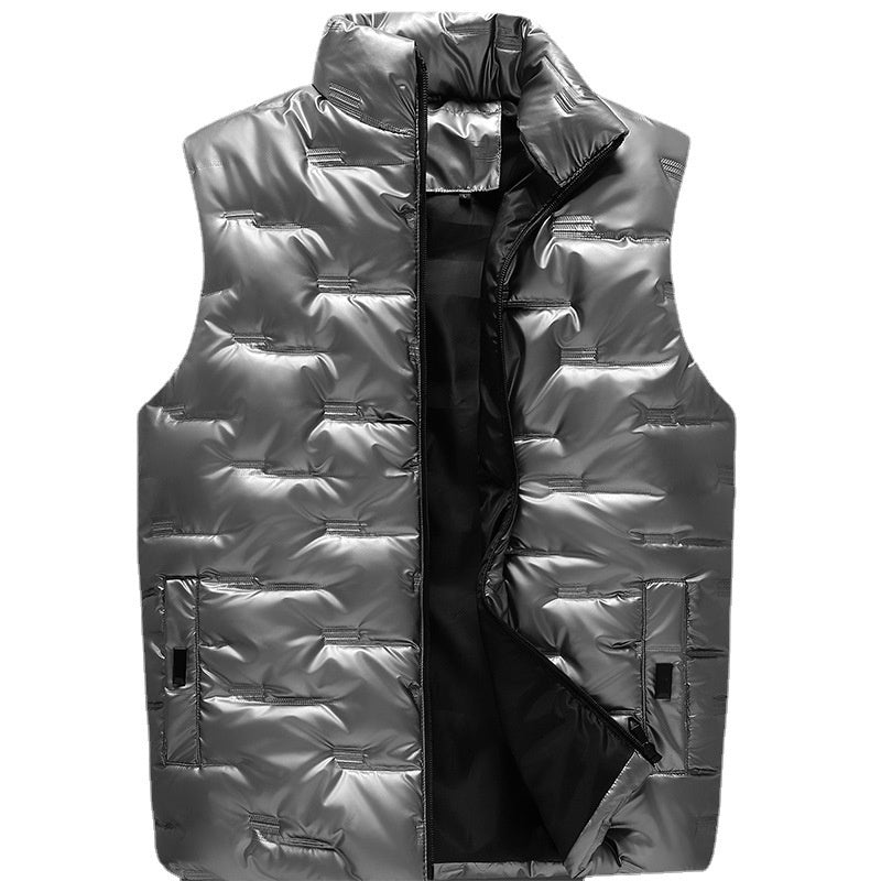 Men's Youth Casual Glossy Vest Warm Down Cotton Vest