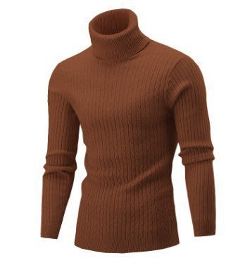 Men's Sweater Casual Retro Twisted Flower Turtleneck Knitting