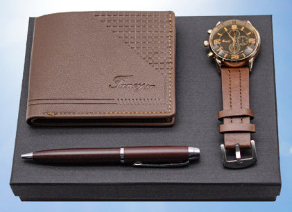 Creative Holiday Gift Wallet Pen Watch Set