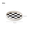 Black And White Chessboard Grid Teacup Mat Desktop Heat Insulation Anti-scald Creative Round Desktop Non-slip Coaster