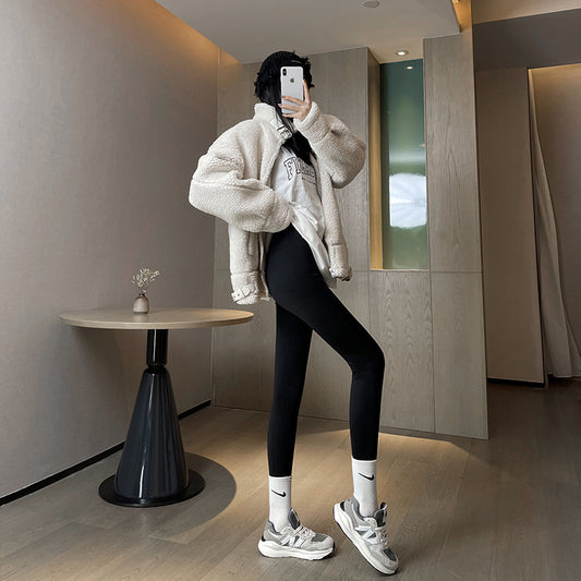 Plus Fleece Outer Wear Autumn And Winter Thick High Waist Leggings Women