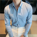 Large V-neck Men's Long-sleeved Business Shirt