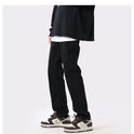 Men's Slim-fit Pure Black Straight Jeans