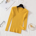 New V-neck Long Sleeve Base Knitting Autumn All-matching Slim Fit Tight Pullover Sweater