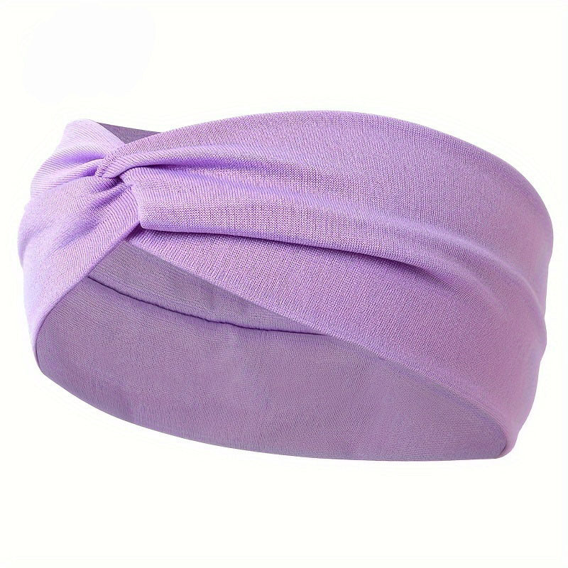 Pure Color And Knotted Hair Band Elastic Wide Hair Band Non-slip Headband, Suitable For Gym Sports Yoga