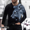 Fall New Loose Round Neck Lion Head Black Men