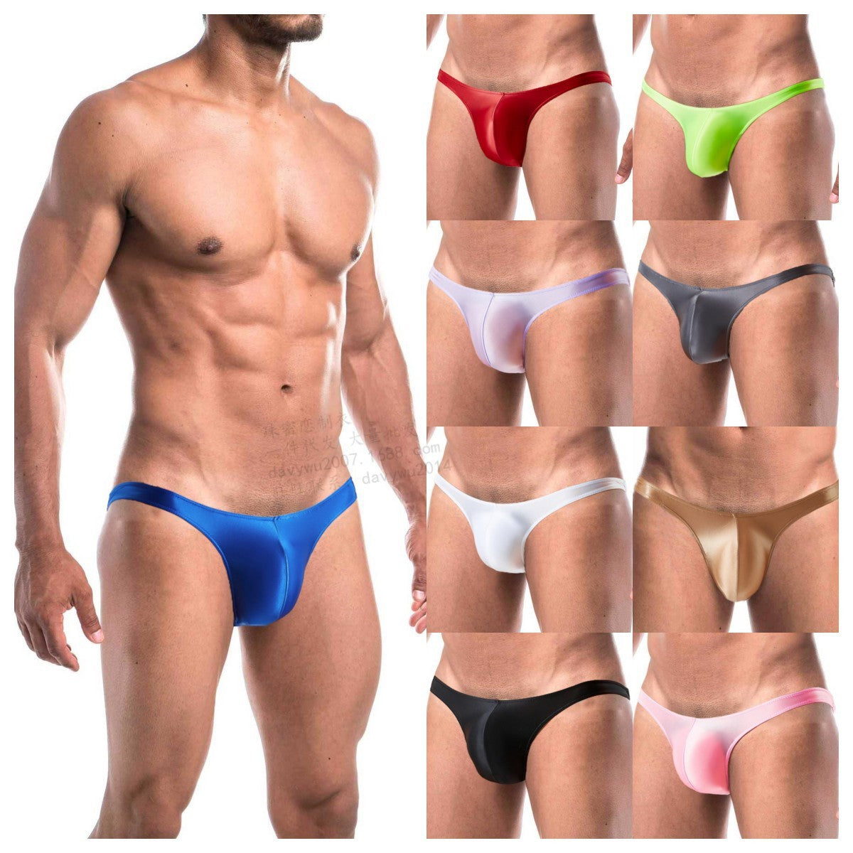 Silky Shiny Sexy Silky Transparent Glossy Hipster Men's Thong T-shaped Panties Sexy